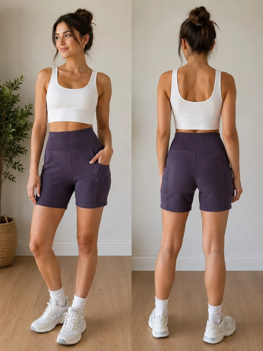 Zobha High-Waist Bike Shorts — Deep Plum